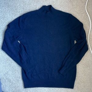 100% Cashmere Navy Mock Neck Sweater
